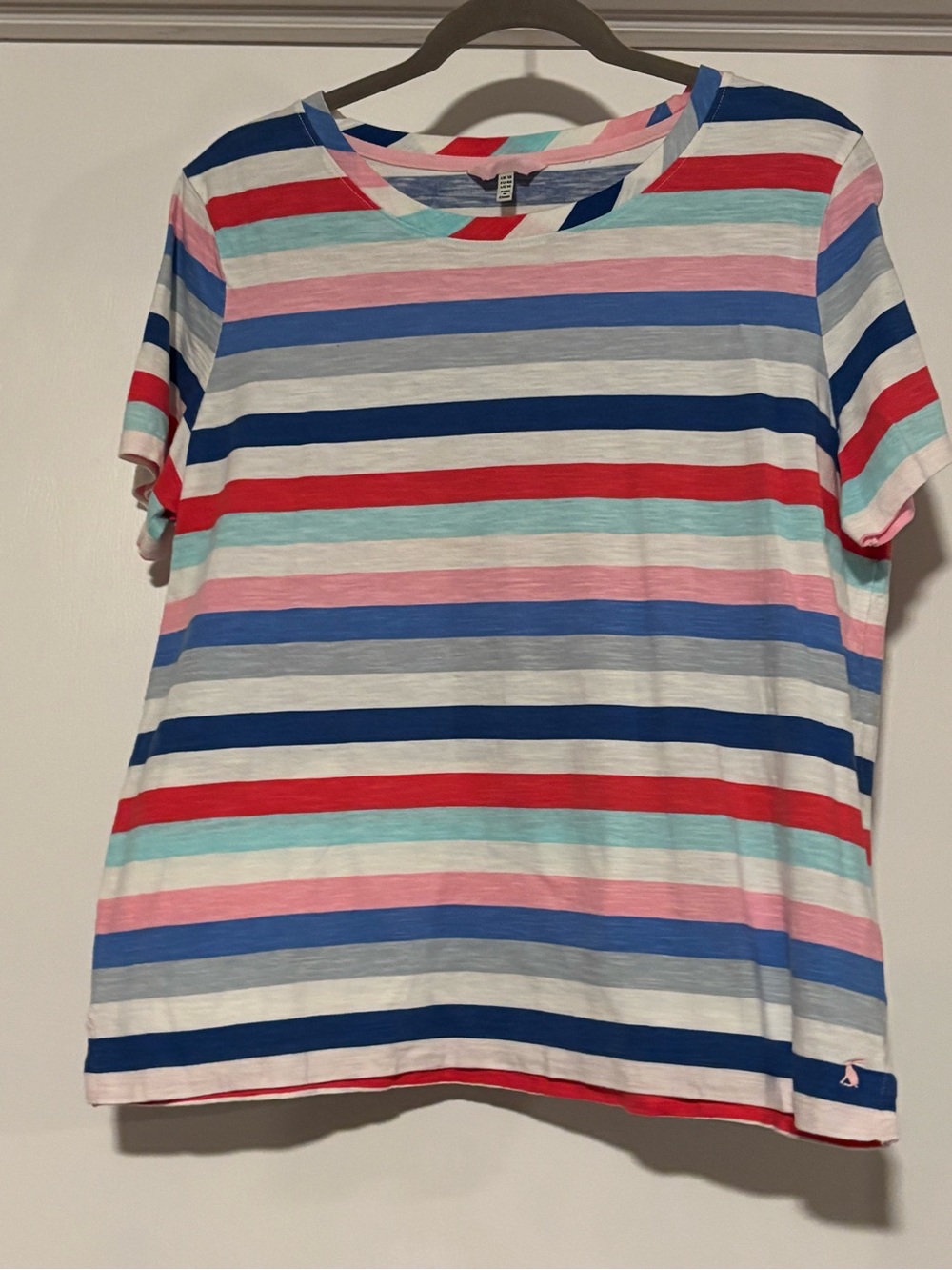 Joules Short Sleeve Crewneck Tee in White, Blue, Red, Pink, Aqua